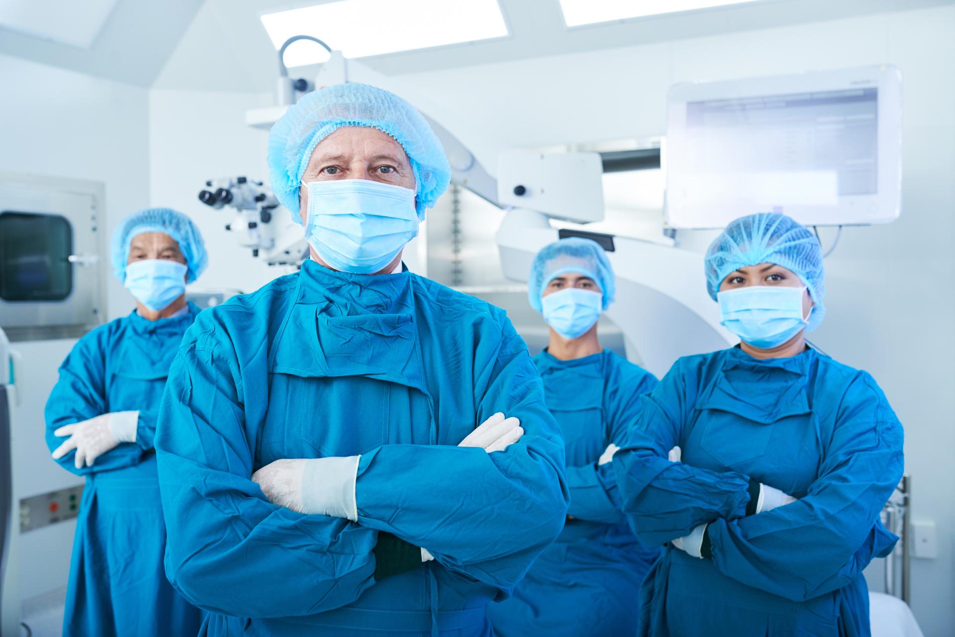 Confident team of surgeons