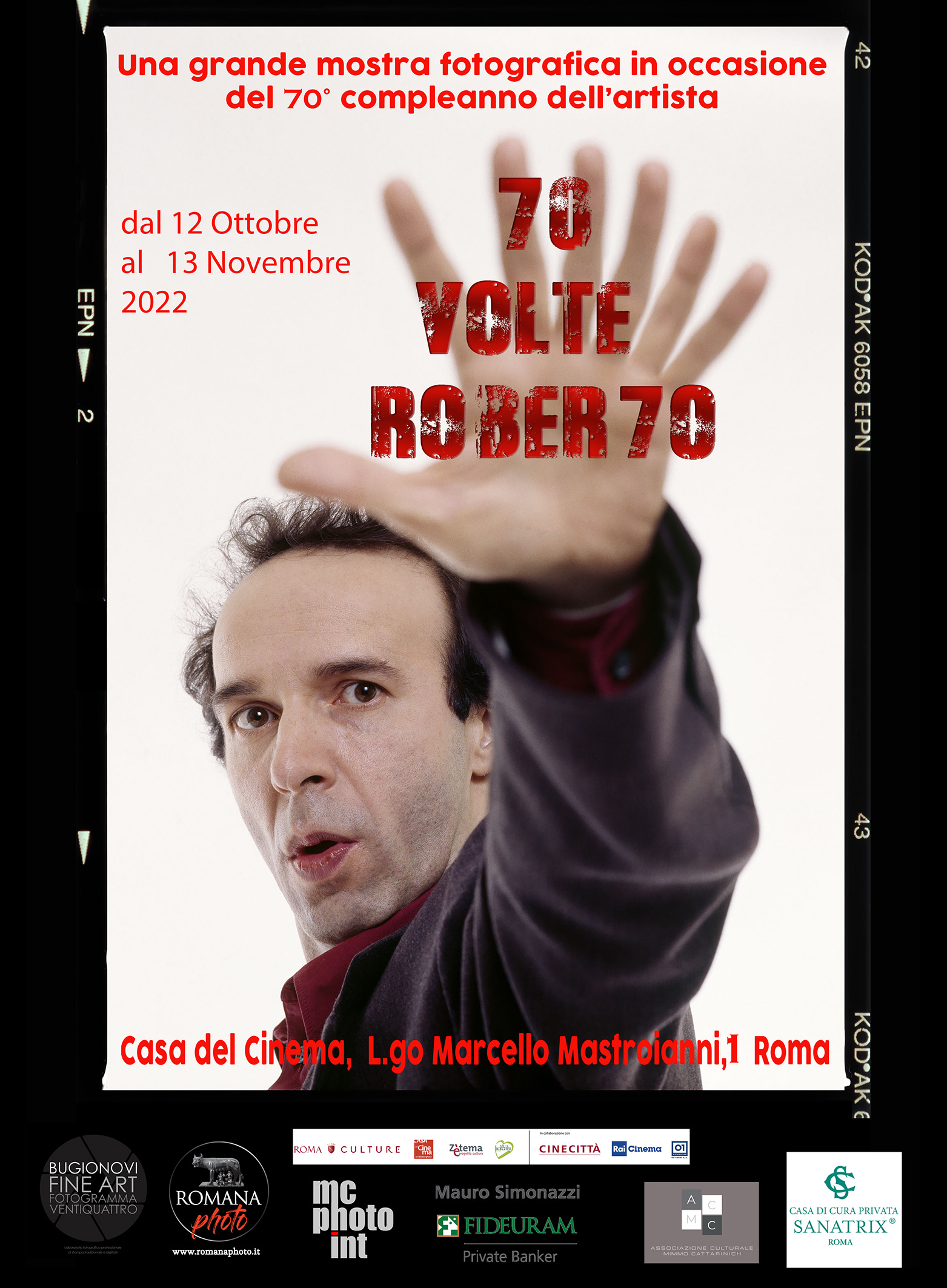 Eventi e mostre a Roma ottobre 2022 Mostra Roberto Benigni sponsor Clinica Sanatrix