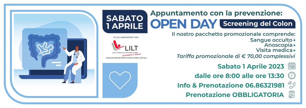 open day primo aprile 2023 screening colon clinica Sanatrix